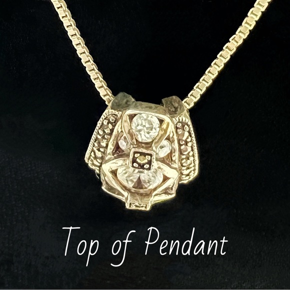 Art Deco 925 Silver Marcasite & Crystal Diamond Pendant - Picture 5 of 6